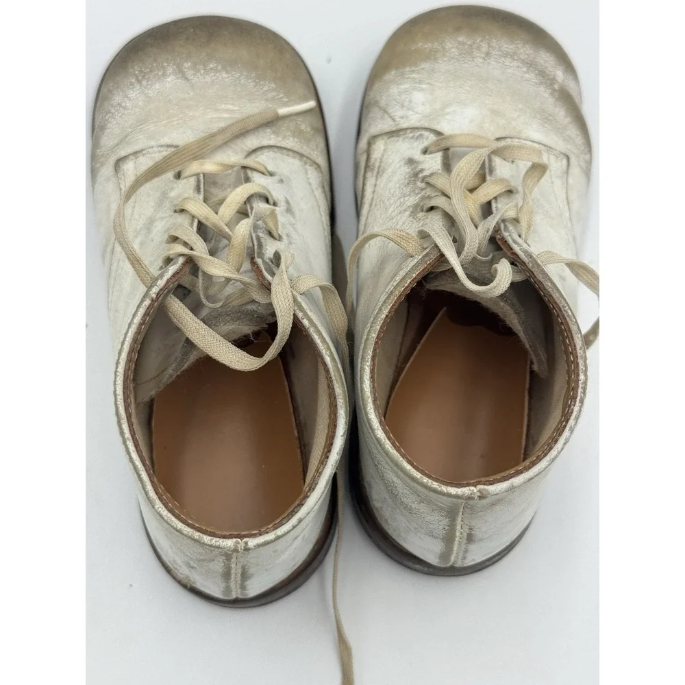 Antique Unisex Infant Toddler Baby Lace Shoes Leather Vintage